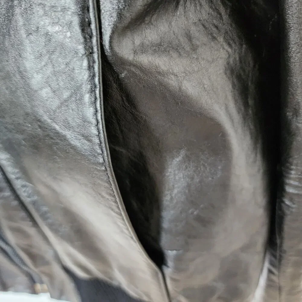 VTG Berman’s The Leather Experts Brown Leather Bomber Jacket Size 44 Korea 80s